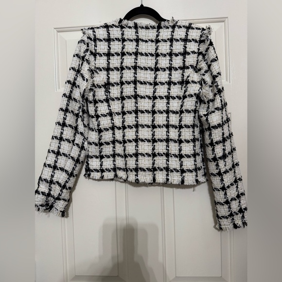 Jealous Tomato Sz SM Black, Creme, & White Plaid Blazer w/ Pearl Buttons - Picture 2 of 6